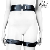 Черный кожаный пояс с гартерами - S-M - Notabu - купить с доставкой в Новокузнецке