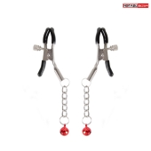 Серебристые зажимы на соски с шариками на цепочках - Notabu - купить с доставкой в Новокузнецке Серебристые зажимы на соски с шариками на цепочках - Notabu - купить с доставкой в Новокузнецке