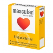 Презервативы с колечками и пупырышками Masculan Ribbed+Dotted - 3 шт. - Masculan - купить с доставкой в Новокузнецке