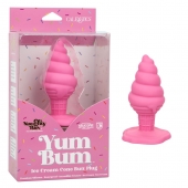 Розовая анальная пробка в виде мороженого Yum Bum Ice Cream Cone Butt Plug - 9,5 см. - California Exotic Novelties