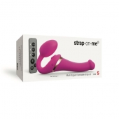 Ярко-розовый безремневой страпон Multi Orgasm Size S с клиторальной стимуляцией - Strap-on-me - купить с доставкой в Новокузнецке