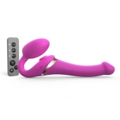 Ярко-розовый безремневой страпон Multi Orgasm Size S с клиторальной стимуляцией - Strap-on-me - купить с доставкой в Новокузнецке
