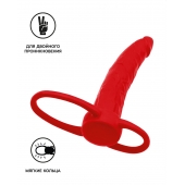 Красная насадка на пенис для двойного проникновения Black Red - 16,5 см. - ToyFa - купить с доставкой в Новокузнецке