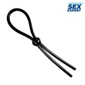 Черное силиконовое лассо с шариком для утяжки - Sex Expert - в Новокузнецке купить с доставкой
