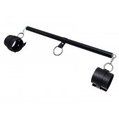 Черная распорка для ног с кожаными манжетами - Pecado - купить с доставкой в Новокузнецке