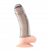 Текстурированная насадка на пенис Clear Textured Penis Enhancing Sleeve Extension - 16,5 см. - BlueLine - в Новокузнецке купить с доставкой