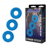 Комплект из трех голубых колец для эрекции 3-Pack Ultra-Stim Stretch Cock Rings - BlueLine - в Новокузнецке купить с доставкой