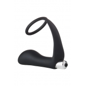 Черное эрекционное кольцо с вибропробкой Vibrating Anal Plug With Cockring - Dream Toys - в Новокузнецке купить с доставкой