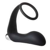 Черное эрекционное кольцо с вибропробкой Vibrating Anal Plug With Cockring - Dream Toys - в Новокузнецке купить с доставкой