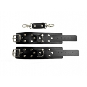 Черные кожаные наручники Sex Game - БДСМ Арсенал - купить с доставкой в Новокузнецке