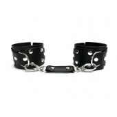 Черные кожаные наручники Sex Game - БДСМ Арсенал - купить с доставкой в Новокузнецке