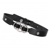 Черный кожаный ошейник со связанными кольцами - Pecado - купить с доставкой в Новокузнецке