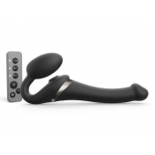 Черный безремневой страпон Multi Orgasm Size S с клиторальной стимуляцией - Strap-on-me - купить с доставкой в Новокузнецке