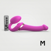 Ярко-розовый безремневой страпон Multi Orgasm Size M с клиторальной стимуляцией - Strap-on-me - купить с доставкой в Новокузнецке