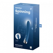 Синий вибратор-ротатор Spinning Vibe 1 - 18 см. - Satisfyer купить в Новокузнецке с доставкой в Orgasmix.ru Синий вибратор-ротатор Spinning Vibe 1 - 18 см. - Satisfyer