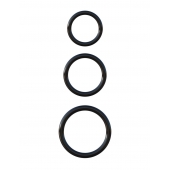 Набор из трех черных эрекционных колец Silicone 3-Ring Stamina Set - Pipedream - в Новокузнецке купить с доставкой