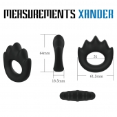 Черное эрекционное кольцо с массажными гребнями Rooster Xander - Velv or - в Новокузнецке купить с доставкой