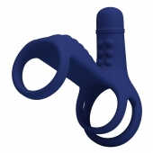 Синяя вибронасадка на пенис Vibrating Penis Sling - Baile - в Новокузнецке купить с доставкой