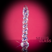 Прозрачный фаллос из стекла со спиралью - 18 см. - Sexus купить с доставкой в интернет-магазине Orgasmix в Новокузнецке Прозрачный фаллос из стекла со спиралью - 18 см. - Sexus