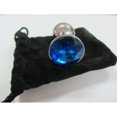 Анальное украшение BUTT PLUG  Small с синим кристаллом - 7 см. - Anal Jewelry Plug - купить с доставкой в Новокузнецке Анальное украшение BUTT PLUG  Small с синим кристаллом - 7 см. - Anal Jewelry Plug - купить с доставкой в Новокузнецке