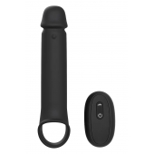 Черная насадка-удлинитель с вибрацией Vibrating Extender With Remote - Dream Toys - в Новокузнецке купить с доставкой