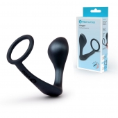 Черное эрекционное кольцо со стимулятором простаты Ringer Cock Ring   Plug - b-Vibe - в Новокузнецке купить с доставкой