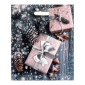 Новогодний пакет с принтом в виде подарков и вырубной ручкой (45х38 см) - Сима-Ленд - купить с доставкой в Новокузнецке