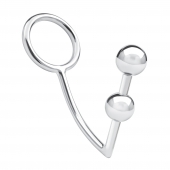 Кольцо на пенис с анальным стимулятором Two Bead Stainless Steel Anal Hook   Cock Ring - BlueLine - в Новокузнецке купить с доставкой