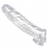 Прозрачная насадка для увеличения члена Realistic Clear Penis Enhancer and Ball Stretcher - 20,3 см. - XR Brands - в Новокузнецке купить с доставкой
