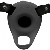 Черный полый страпон с вибрацией 2’’ Erection 28X Smooth Vibrating Silicone Penis Sheath - XR Brands - купить с доставкой в Новокузнецке
