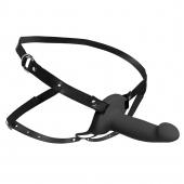 Черный полый страпон с вибрацией 2’’ Erection 28X Smooth Vibrating Silicone Penis Sheath - XR Brands - купить с доставкой в Новокузнецке