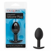 Черная анальная пробка из силикона Weighted Silicone Plug - 7,5 см. - California Exotic Novelties