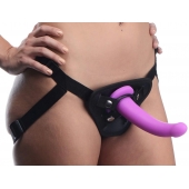 Лиловый поясной страпон Navigator Silicone G-Spot Dildo with Harness - 17,8 см. - XR Brands - купить с доставкой в Новокузнецке