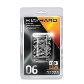 Прозрачная насадка с объёмными чёрточками STAY HARD COCK SLEEVE 06 CLEAR - Blush Novelties - в Новокузнецке купить с доставкой