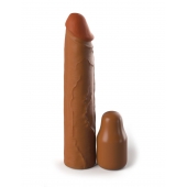 Коричневая насадка на член 2  Silicone X-tension - 20,3 см. - Pipedream - в Новокузнецке купить с доставкой