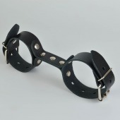 Черные кожаные наручники-фиксатор - Sitabella - купить с доставкой в Новокузнецке