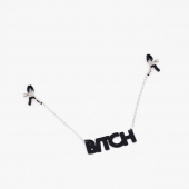 Зажимы на соски с кожаной подвеской Bitch - Crazy Handmade - купить с доставкой в Новокузнецке