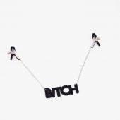 Зажимы на соски с кожаной подвеской Bitch - Crazy Handmade - купить с доставкой в Новокузнецке