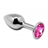 Серебристая анальная втулка Mini Metal Butt Plug Size M с розовым кристаллом - Adrien Lastic в Новокузнецке Серебристая анальная втулка Mini Metal Butt Plug Size M с розовым кристаллом - Adrien Lastic