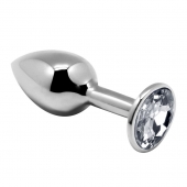 Серебристая анальная втулка с прозрачным кристаллом Mini Metal Butt Plug Size L - 9 см. - Adrien Lastic в Новокузнецке Серебристая анальная втулка с прозрачным кристаллом Mini Metal Butt Plug Size L - 9 см. - Adrien Lastic