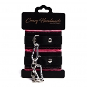 Черно-розовые скругленные наручники с мягкой подкладкой - Crazy Handmade - купить с доставкой в Новокузнецке Черно-розовые скругленные наручники с мягкой подкладкой - Crazy Handmade - купить с доставкой в Новокузнецке