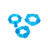 Набор из 3 синих эрекционных колец с различным рельефом - Erowoman-Eroman - в Новокузнецке купить с доставкой Набор из 3 синих эрекционных колец с различным рельефом - Erowoman-Eroman - в Новокузнецке купить с доставкой