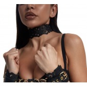 Черный ажурный чокер с золотистой фурнитурой - Crazy Handmade - купить с доставкой в Новокузнецке