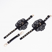 Черный фигурные оковы с золотистой фурнитурой - Crazy Handmade - купить с доставкой в Новокузнецке Черный фигурные оковы с золотистой фурнитурой - Crazy Handmade - купить с доставкой в Новокузнецке