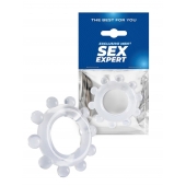 Прозрачное эрекционное кольцо со стимулирующими шариками - Sex Expert - в Новокузнецке купить с доставкой