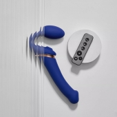 Синий безремневой страпон Multi Orgasm Bendable Strap-On size XL с клиторальной стимуляцией - Strap-on-me - купить с доставкой в Новокузнецке