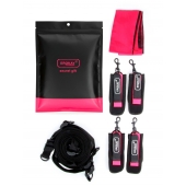 Черно-розовый эротический набор: фиксатор, оковы, наручники, повязка - Erokay - купить с доставкой в Новокузнецке