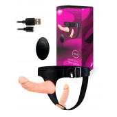 Женский страпон с 2 насадками, вибрацией и пультом ДУ - Erowoman-Eroman - купить с доставкой в Новокузнецке