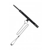 Черный узкий однослойный ошейник с серебристым поводком-цепочкой - Pecado - купить с доставкой в Новокузнецке