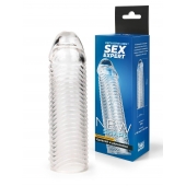 Прозрачная закрытая насадка на пенис с ребрышками - 16 см. - Sex Expert - в Новокузнецке купить с доставкой